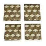 Handcrafted Bone & wood Coasters for Drinks - Modern 4-Inch Drink Coasters - Home decor Bar Accessories