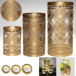 Wrought Iron Wall Sconce Set of 3 with Floral Design, Wall Hanging Candle Holders for Home Decor, Living Room, Bedroom, and Hallway